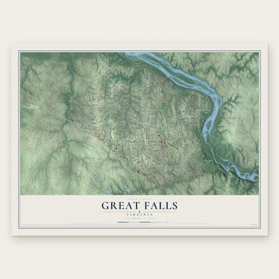 Great Falls, Virginia map print, the full design