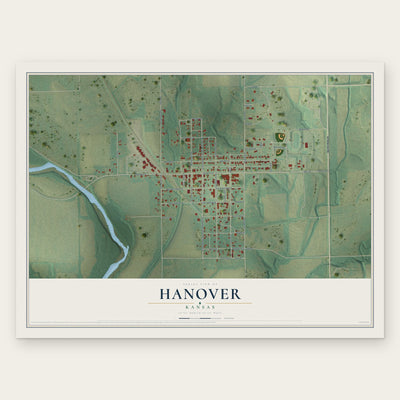 Hanover, Kansas map print, the full design