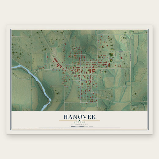 Hanover, Kansas map print, the full design