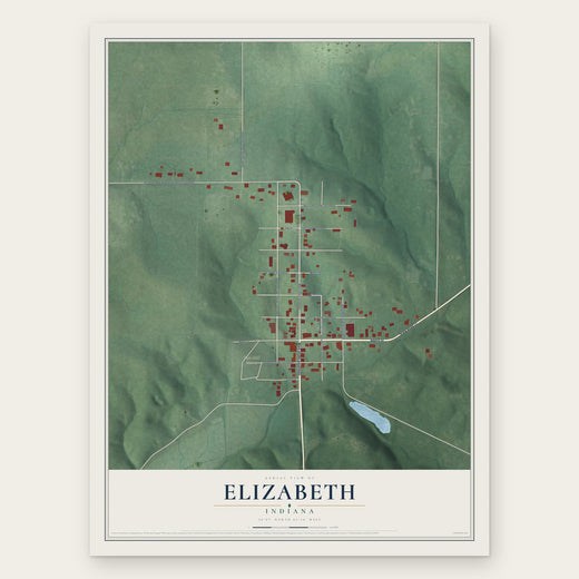 Elizabeth, Indiana map print, the full design
