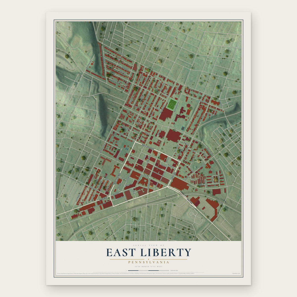 East Liberty, Pennsylvania map print, the full design
