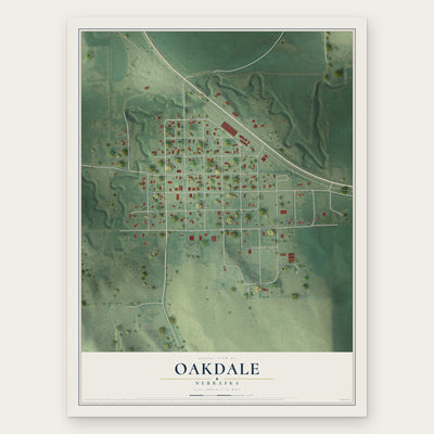 Oakdale, Nebraska map print, the full design