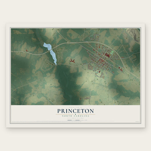 Princeton, North Carolina map print, the full design