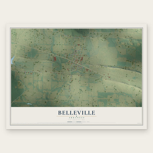 Belleville, Arkansas map print, the full design