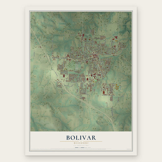 Bolivar, Missouri map print, the full design