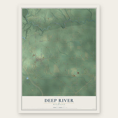 Deep River, Michigan map print, the full design