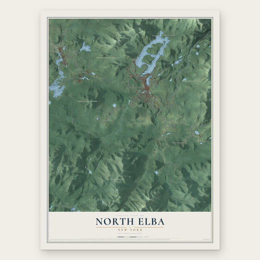 North Elba, New York map print, the full design