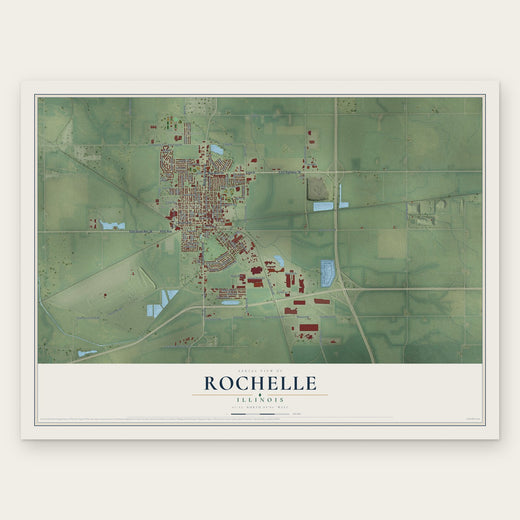 Rochelle, Illinois map print, the full design
