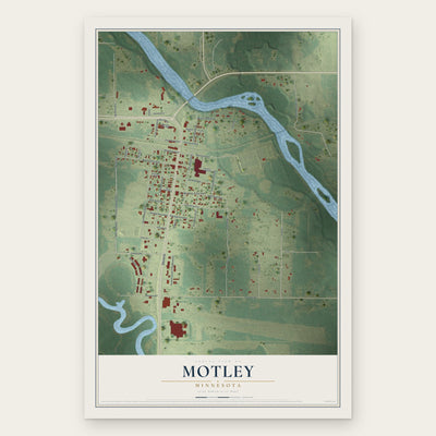 Motley, Minnesota map print, the full design