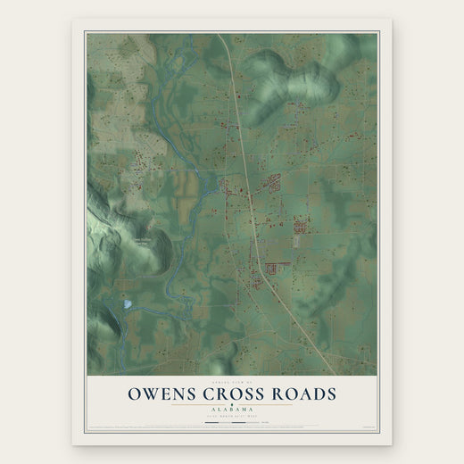 Owens Cross Roads, Alabama map print, the full design