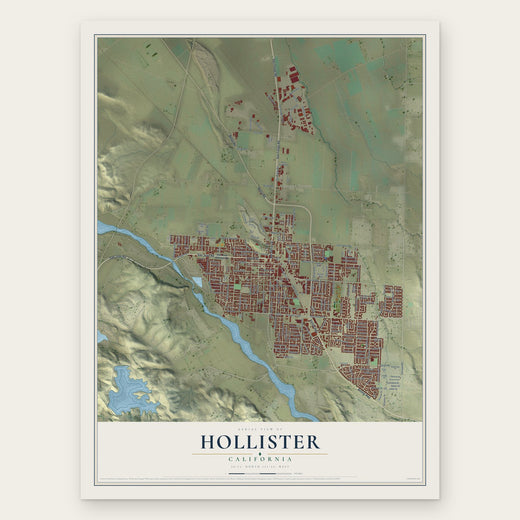 Hollister, California map print, the full design