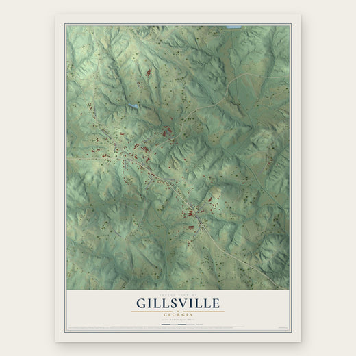 Gillsville, Georgia map print, the full design