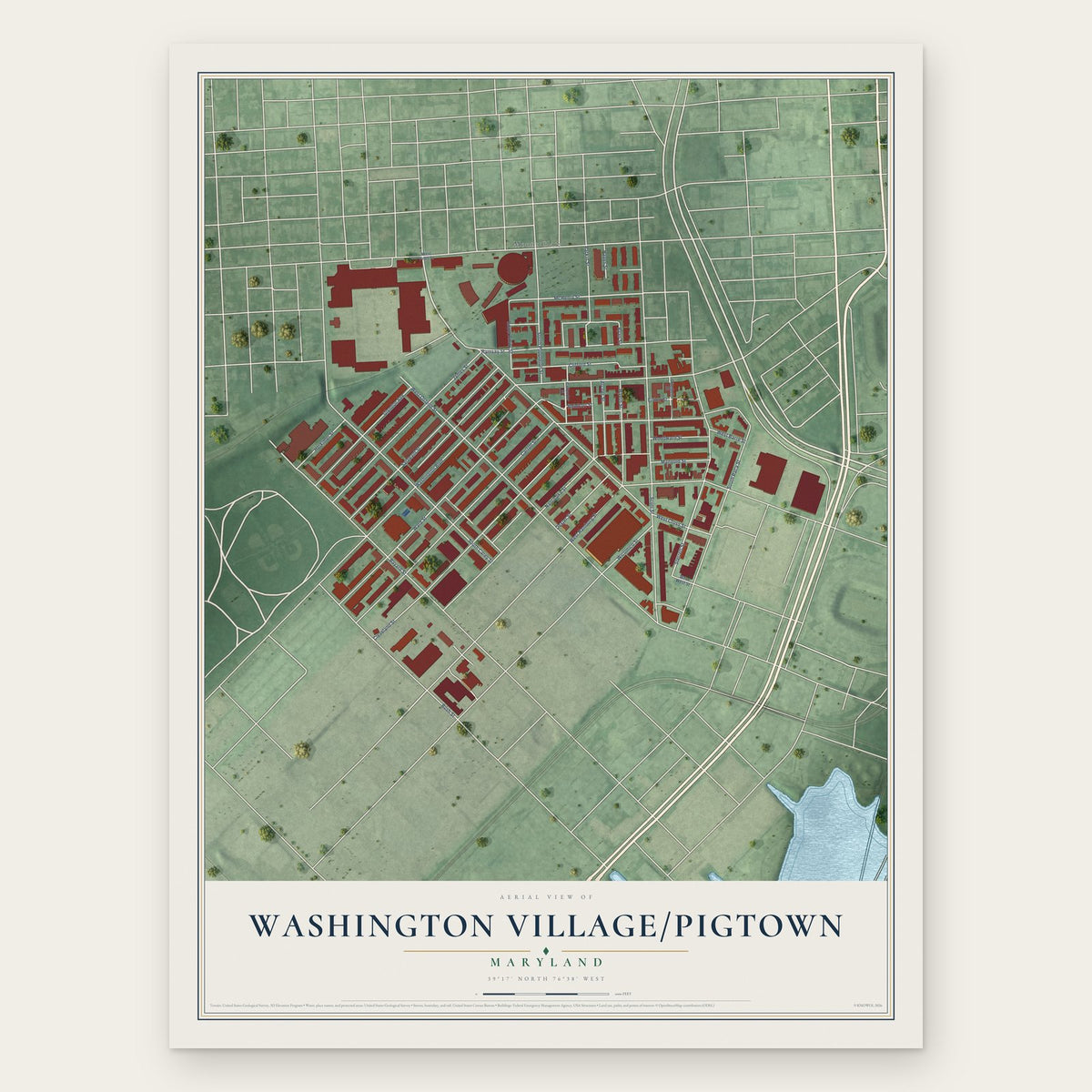 Washington Village-Pigtown, Maryland map print, the full design