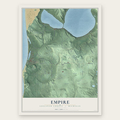 Empire, Leelanau County, Michigan map print, the full design