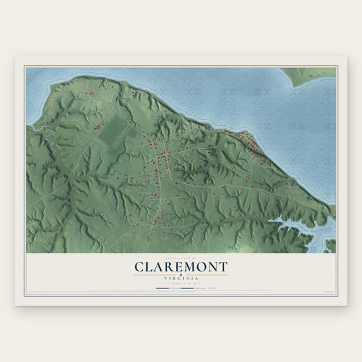 Claremont, Virginia map print, the full design