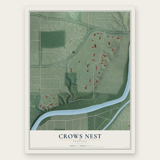 Crows Nest, Indiana map print, the full design