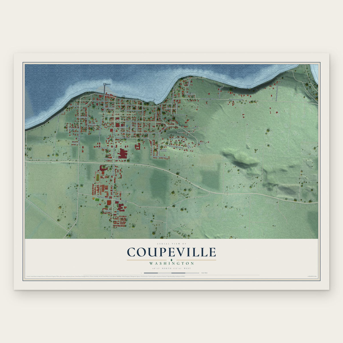 Coupeville, Washington map print, the full design