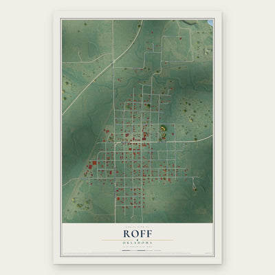 Roff, Oklahoma map print, the full design