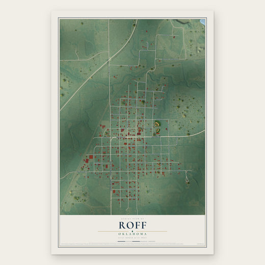Roff, Oklahoma map print, the full design