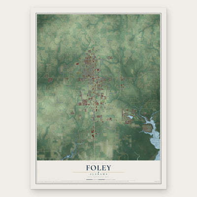 Foley, Alabama map print, the full design