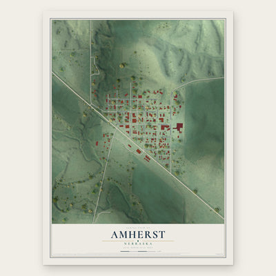 Amherst, Nebraska map print, the full design