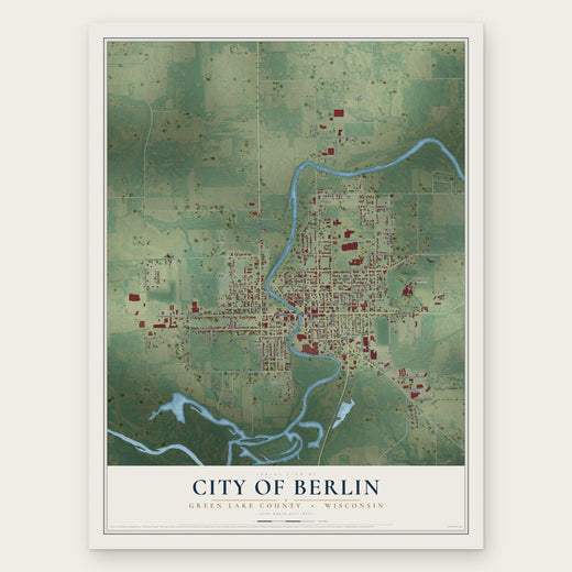 Berlin, Wisconsin map print, the full design