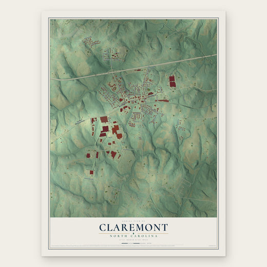 Claremont, North Carolina map print, the full design