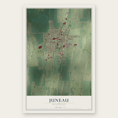 Juneau, Wisconsin map print, the full design