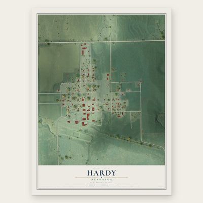 Hardy, Nebraska map print, the full design