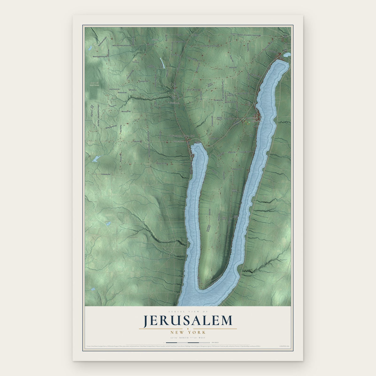 Jerusalem, New York map print, the full design