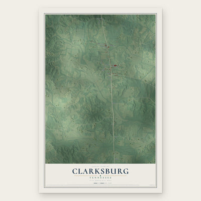 Clarksburg, Tennessee map print, the full design