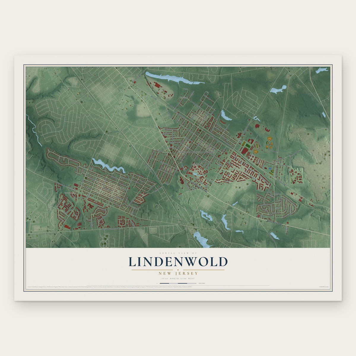 Lindenwold, New Jersey map print, the full design