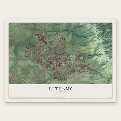 Bethany, Oregon map print, the full design