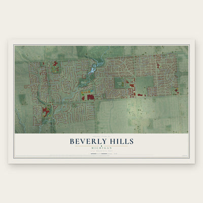 Beverly Hills, Michigan map print, the full design
