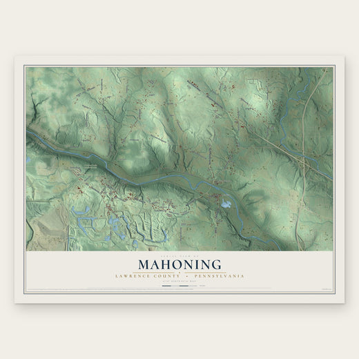 Mahoning, Lawrence County, Pennsylvania map print, the full design