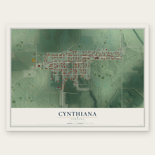 Cynthiana, Indiana map print, the full design