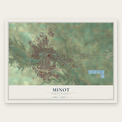 Minot, North Dakota map print, the full design