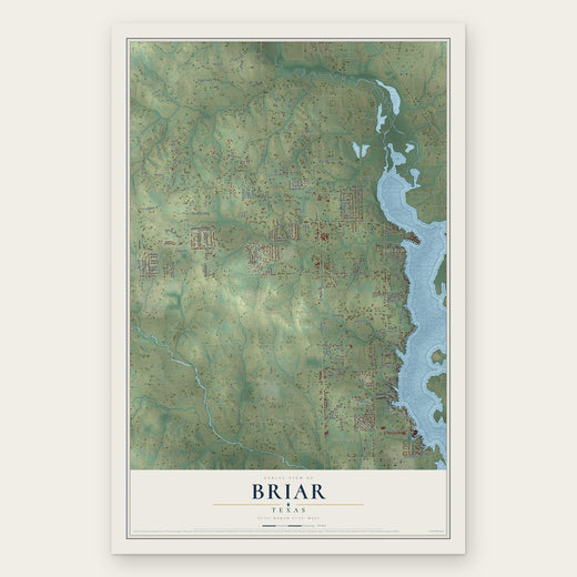 Briar, Texas map print, the full design