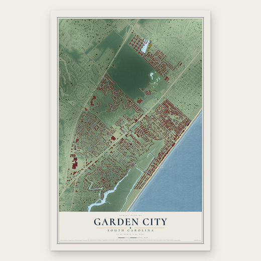 Garden City, South Carolina map print, the full design