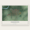 Darlington, Indiana map print, the full design