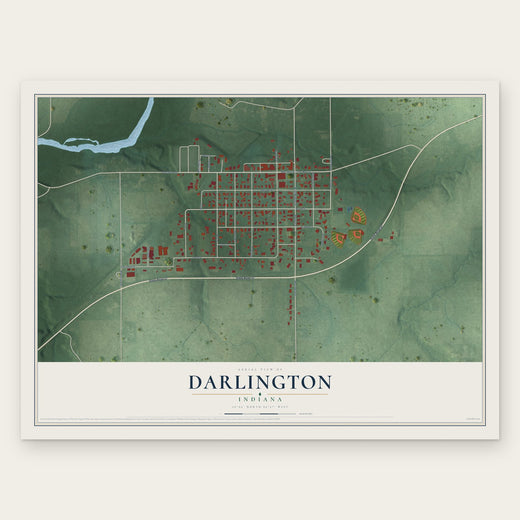 Darlington, Indiana map print, the full design
