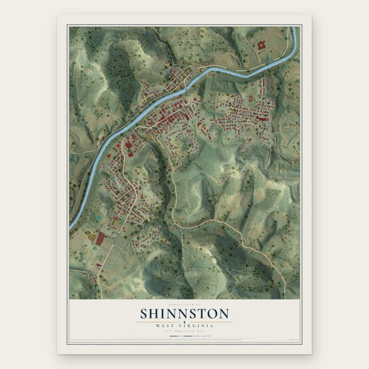 Shinnston, West Virginia map print, the full design