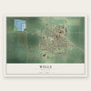 Wells, Minnesota map print, the full design