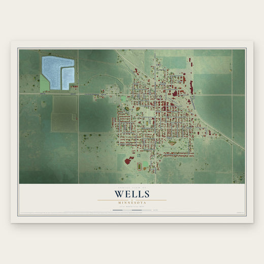 Wells, Minnesota map print, the full design