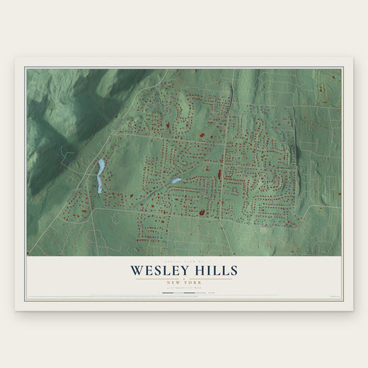 Wesley Hills, New York map print, the full design