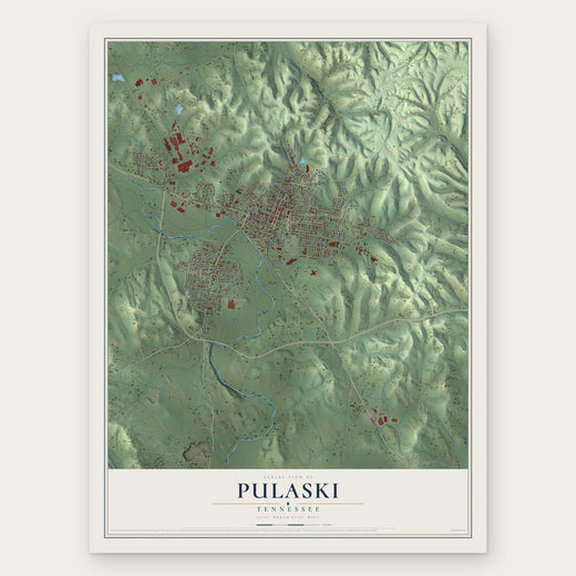 Pulaski, Tennessee map print, the full design