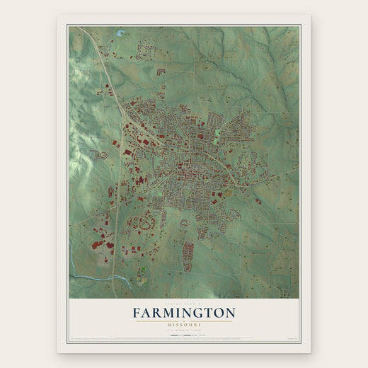 Farmington, Missouri map print, the full design