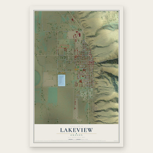 Lakeview, Oregon map print, the full design