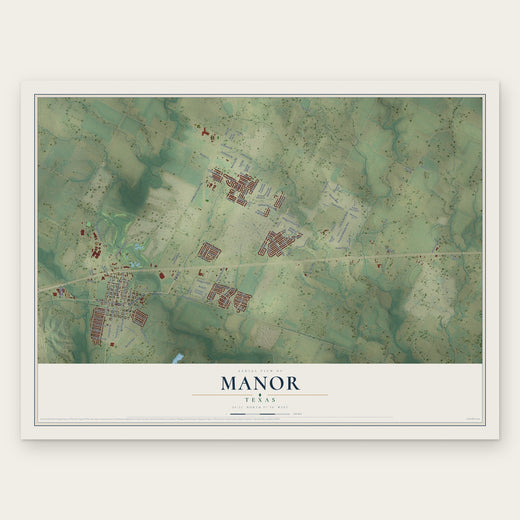 Manor, Texas map print, the full design