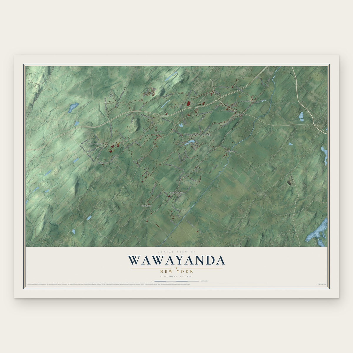 Wawayanda, New York map print, the full design
